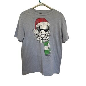 Star Wars Shirt  Gray Graphic Crew Neck Short Sleeve Christmas Size M ,‎ Medium
